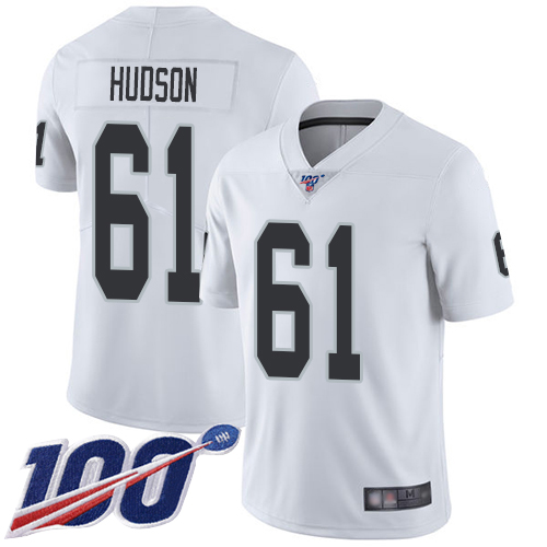 Men Oakland Raiders Limited White Rodney Hudson Road Jersey NFL Football 61 100th Season Vapor Jersey